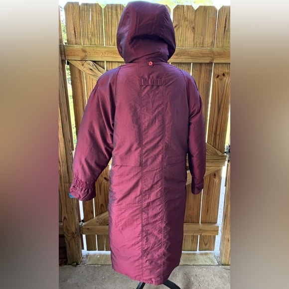 Vintage John Weitz Down Puffer Cocoon Coat with Hood Purple Teal & Blue Size MP - Picture 4 of 16